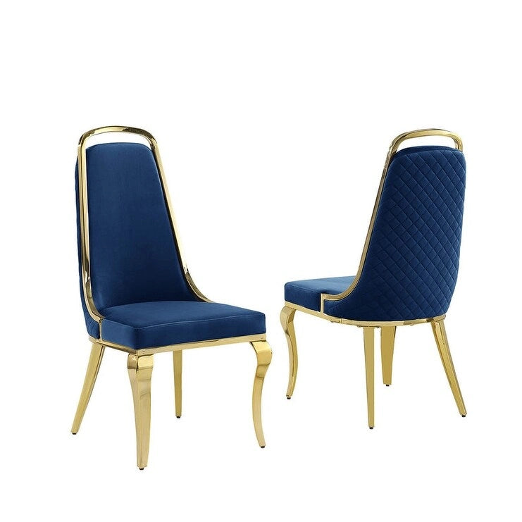 Chaise d'appoint en velours, pieds chromés argent/doré, lot de 2 — Noir / Bleu marine / Gris foncé / Crème