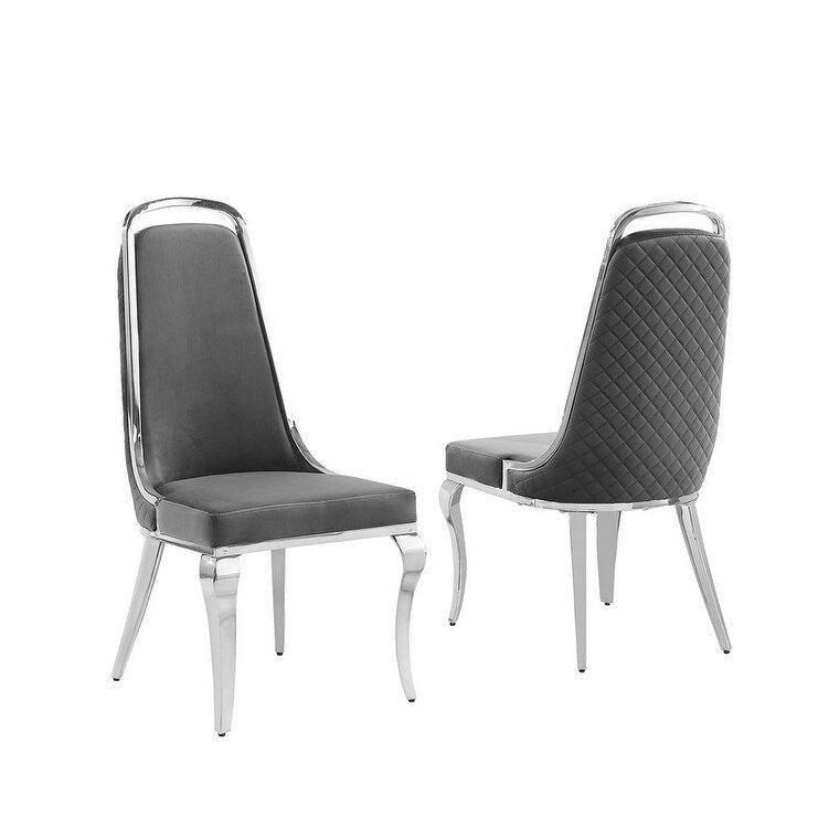 Chaise d'appoint en velours, pieds chromés argent/doré, lot de 2 — Noir / Bleu marine / Gris foncé / Crème