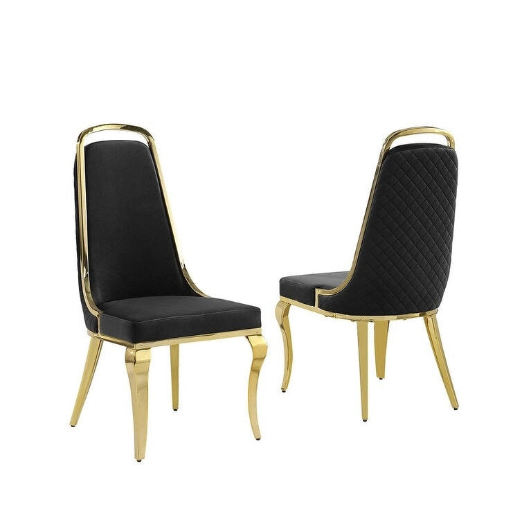 Chaise d'appoint en velours, pieds chromés argent/doré, lot de 2 — Noir / Bleu marine / Gris foncé / Crème
