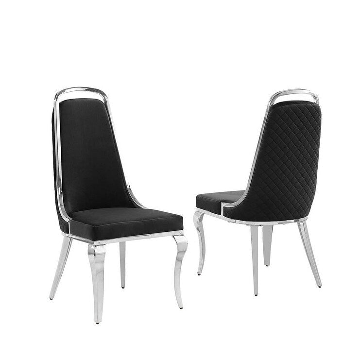 Chaise d'appoint en velours, pieds chromés argent/doré, lot de 2 — Noir / Bleu marine / Gris foncé / Crème