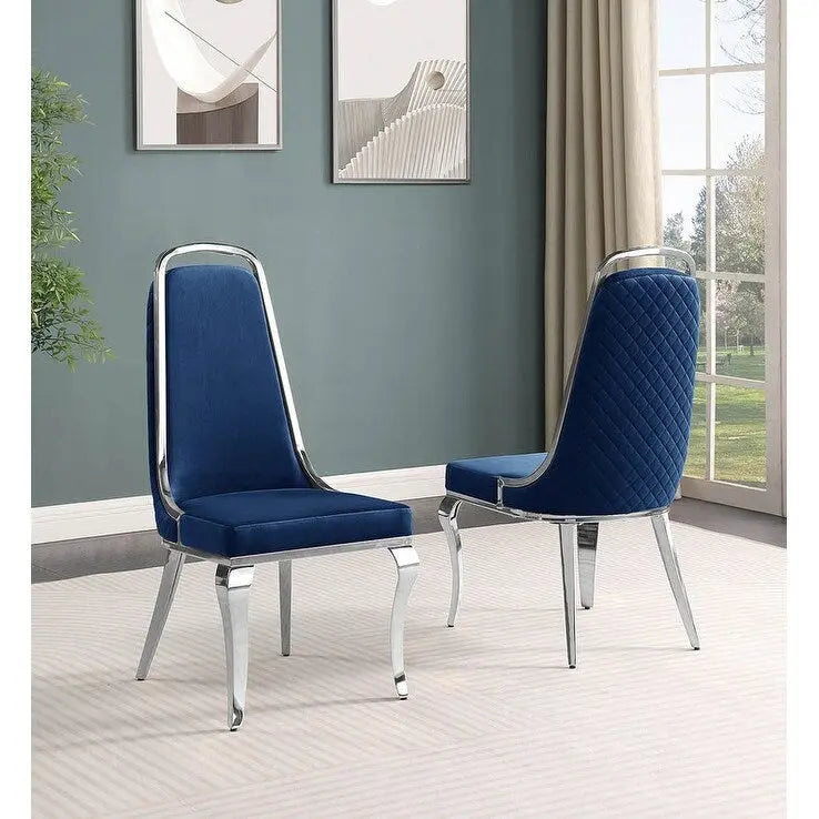 Chaise d'appoint en velours, pieds chromés argent/doré, lot de 2 — Noir / Bleu marine / Gris foncé / Crème