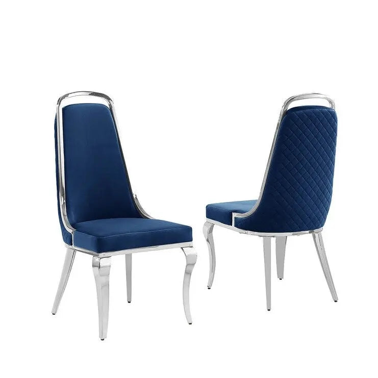 Chaise d'appoint en velours, pieds chromés argent/doré, lot de 2 — Noir / Bleu marine / Gris foncé / Crème