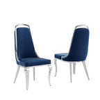 Chaise d'appoint en velours, pieds chromés argent/doré, lot de 2 — Noir / Bleu marine / Gris foncé / Crème