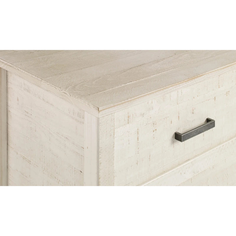 Commode à 6 tiroirs en bois massif rustique gris / noyer / blanc antique