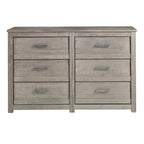 Commode à 6 tiroirs en bois massif rustique gris / noyer / blanc antique