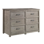 Commode à 6 tiroirs en bois massif rustique gris / noyer / blanc antique