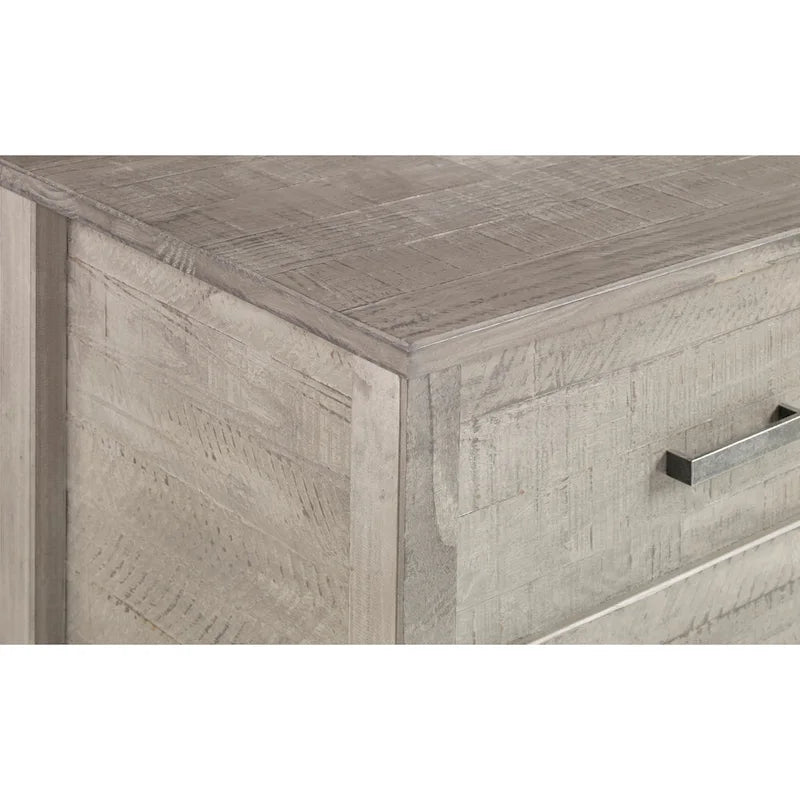 Commode à 6 tiroirs en bois massif rustique gris / noyer / blanc antique