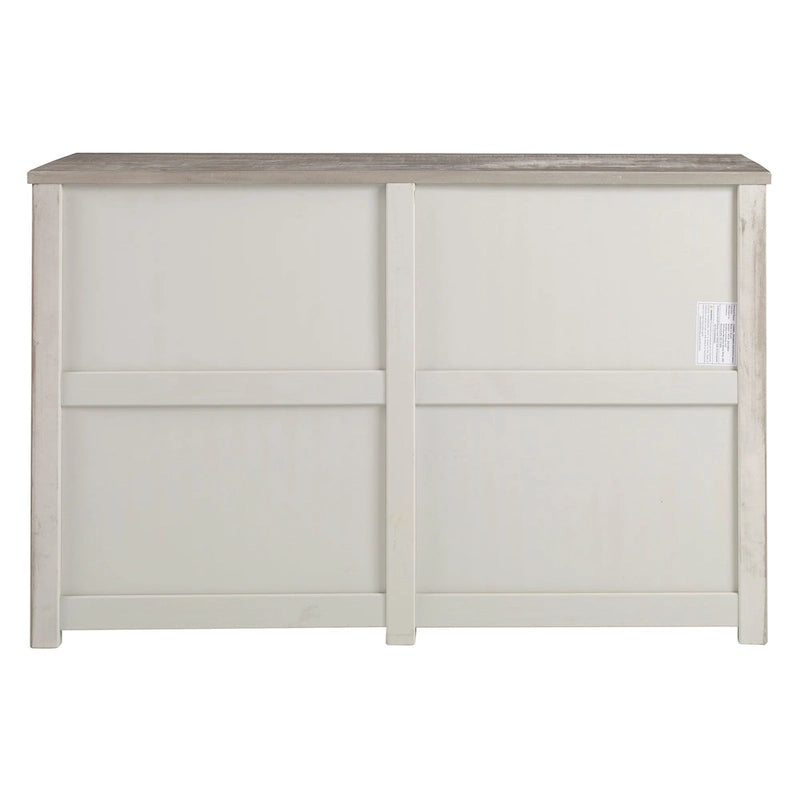 Commode à 6 tiroirs en bois massif rustique gris / noyer / blanc antique