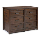 Commode à 6 tiroirs en bois massif rustique gris / noyer / blanc antique