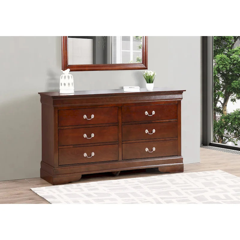 Commode de chambre, Cappuccino / Noir / Cerisier, Placage bois, 1 pièce