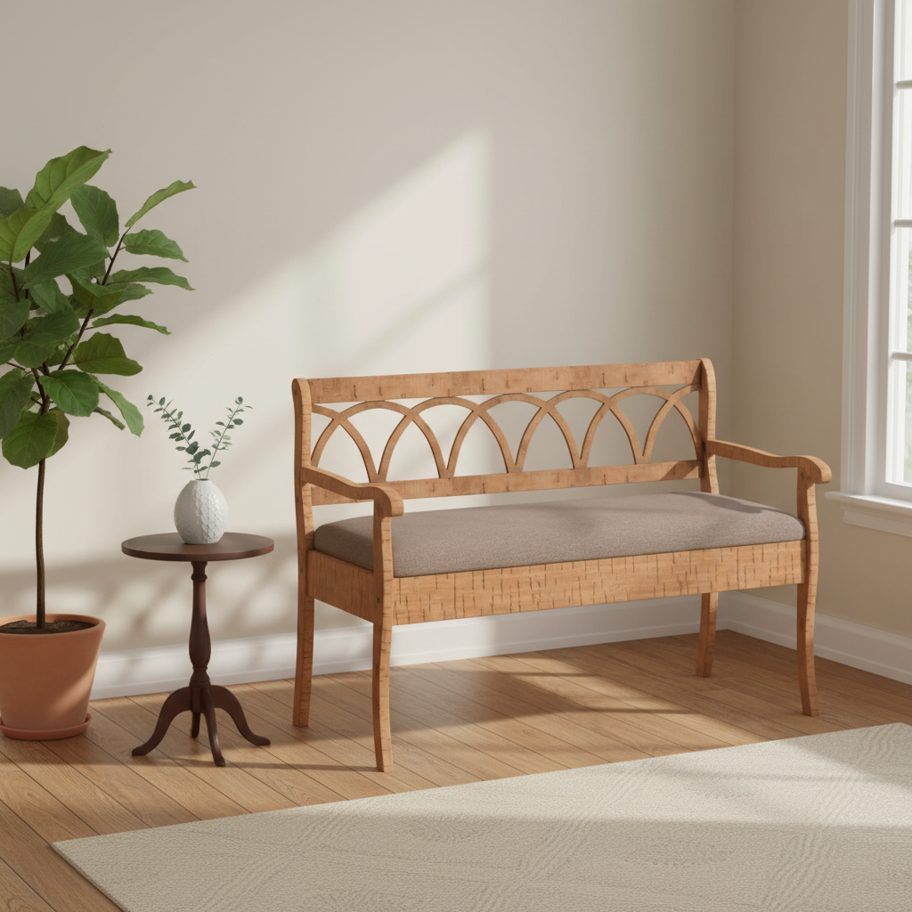 Banc de rangement Toffee & Latte avec coussin, siège en tissu, 1 place