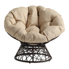Fauteuil Papasan rond crème, simple, cadre en osier marron