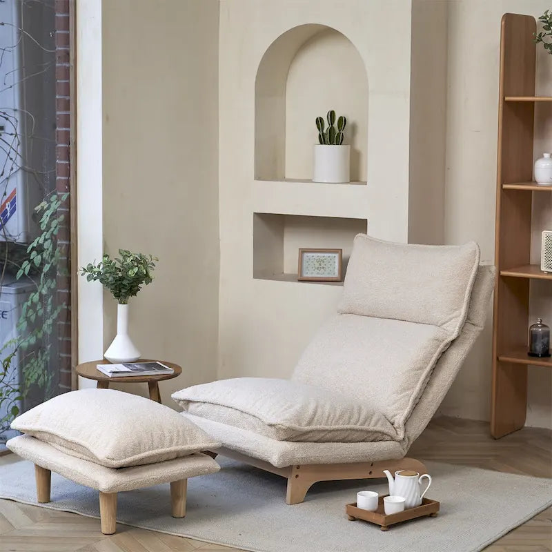 Chaise de sol inclinable pliable blanche, individuelle