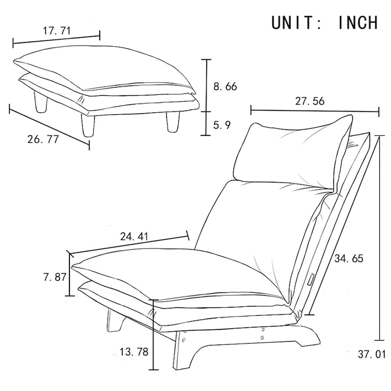 Chaise de sol inclinable pliable blanche, individuelle