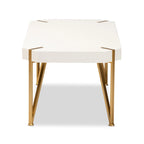 Table basse rectangulaire blanche et dorée, style glamour, 1 pièce