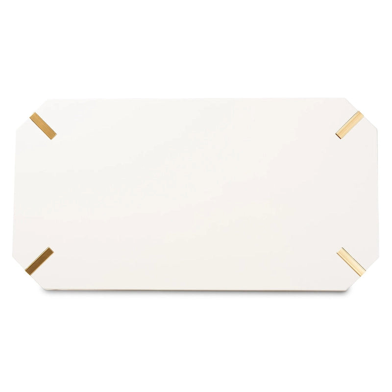Table basse rectangulaire blanche et dorée, style glamour, 1 pièce