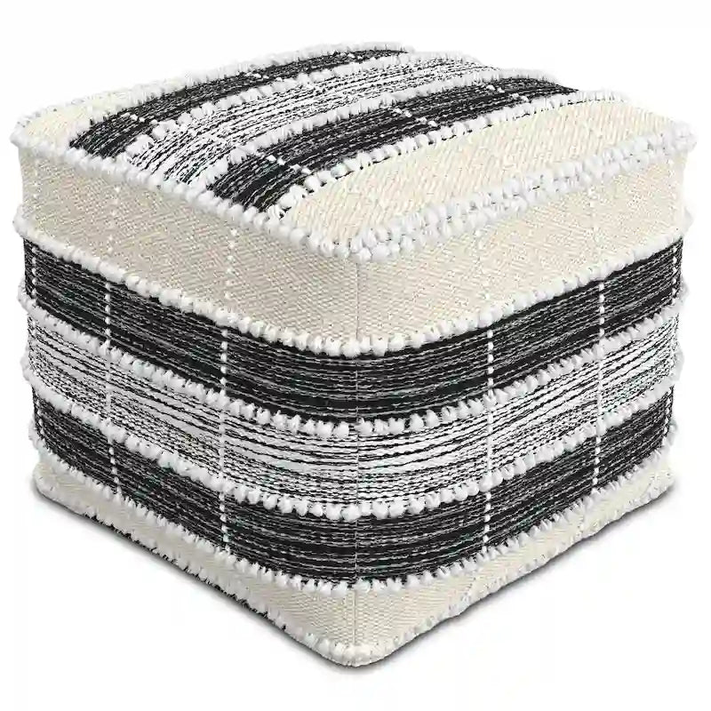 Pouf d'intérieur/extérieur carré tissé multicolore pour 1 personne