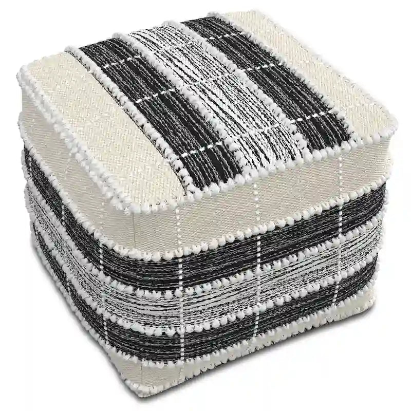 Pouf d'intérieur/extérieur carré tissé multicolore pour 1 personne