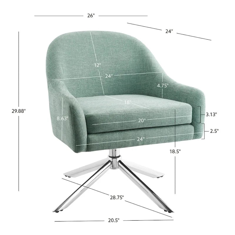 Fauteuil pivotant Seafoam Green / Gris / Multicolore, 1 place, capacité 125 kg