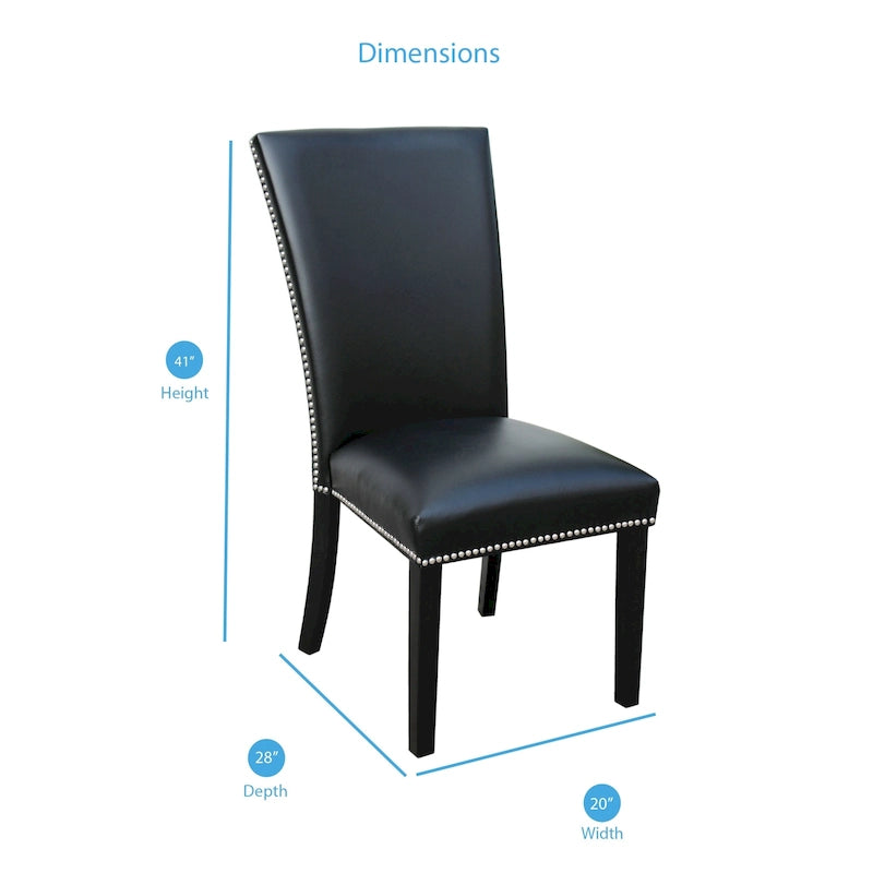 Chaise de salle à manger sans accoudoirs en similicuir et velours argenté/noir/bleu, lot de 2