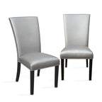 Chaise de salle à manger sans accoudoirs en similicuir et velours argenté/noir/bleu, lot de 2