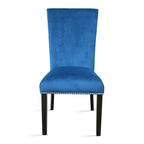 Chaise de salle à manger sans accoudoirs en similicuir et velours argenté/noir/bleu, lot de 2