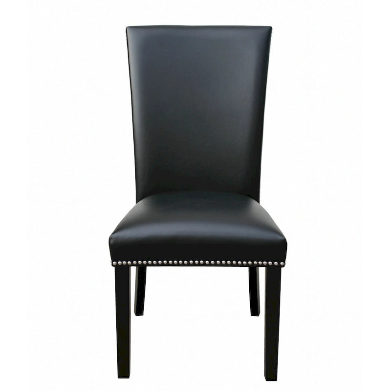 Chaise de salle à manger sans accoudoirs en similicuir et velours argenté/noir/bleu, lot de 2