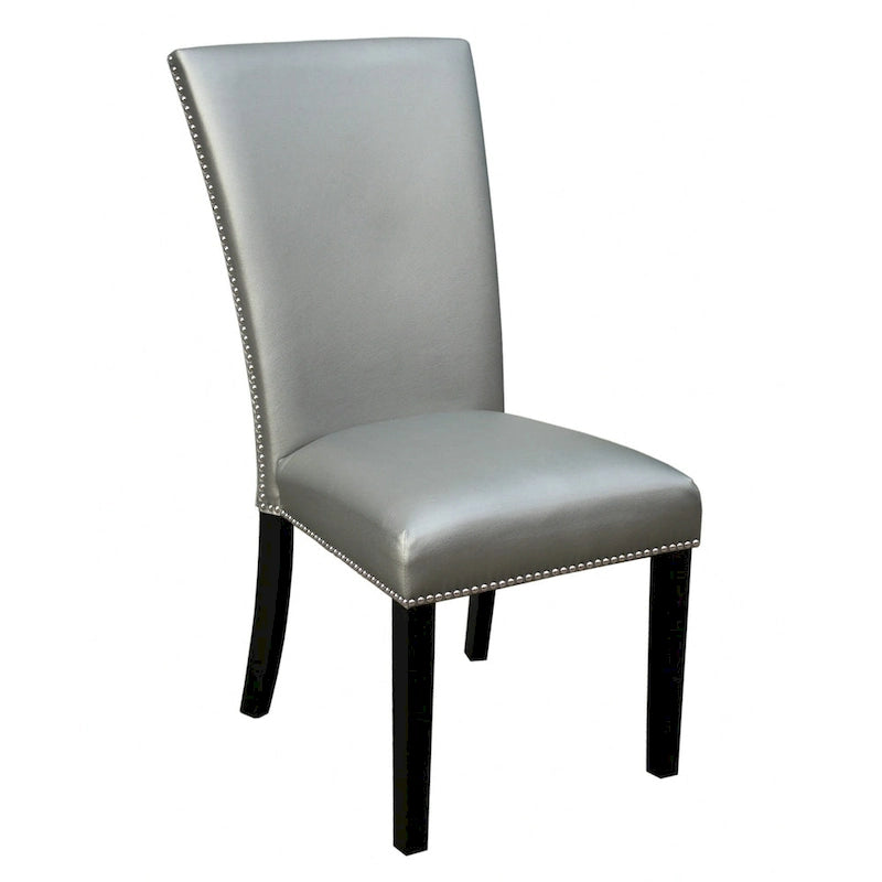 Chaise de salle à manger sans accoudoirs en similicuir et velours argenté/noir/bleu, lot de 2
