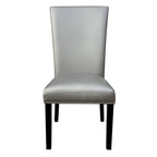 Chaise de salle à manger sans accoudoirs en similicuir et velours argenté/noir/bleu, lot de 2