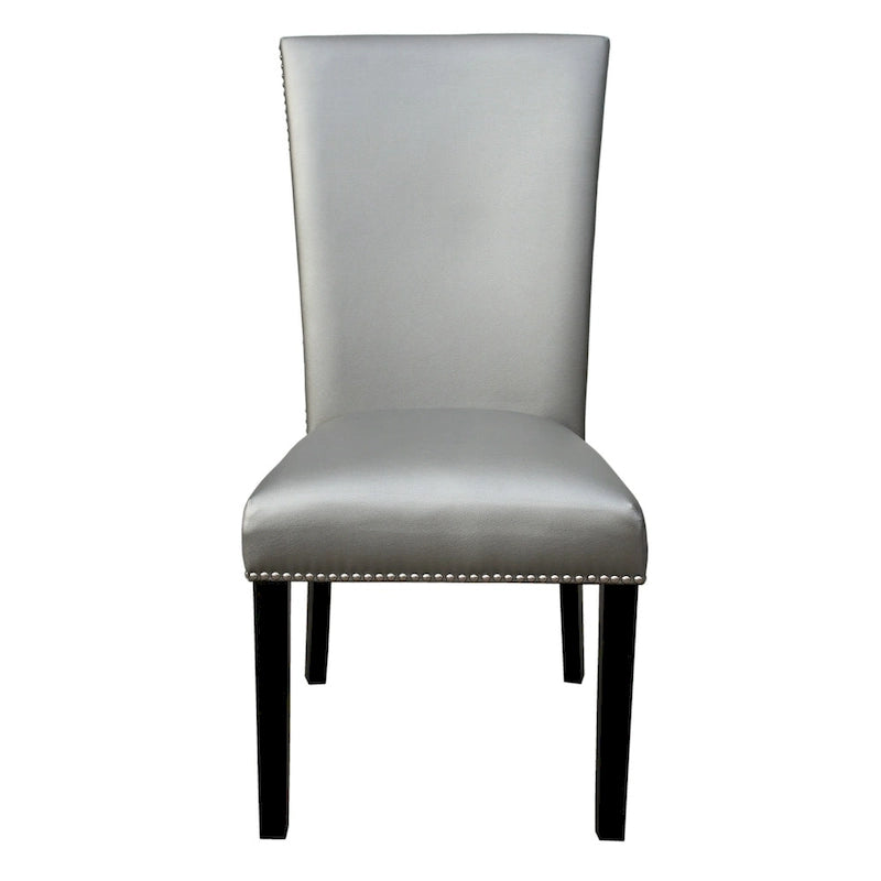 Chaise de salle à manger sans accoudoirs en similicuir et velours argenté/noir/bleu, lot de 2