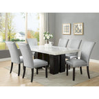Chaise de salle à manger sans accoudoirs en similicuir et velours argenté/noir/bleu, lot de 2