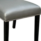 Chaise de salle à manger sans accoudoirs en similicuir et velours argenté/noir/bleu, lot de 2
