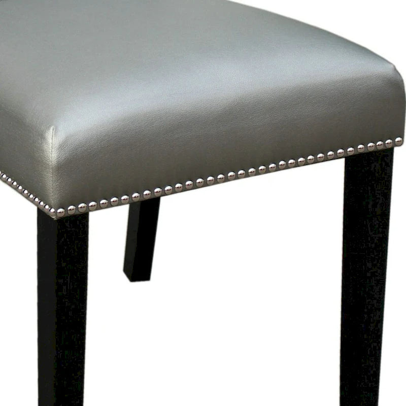 Chaise de salle à manger sans accoudoirs en similicuir et velours argenté/noir/bleu, lot de 2