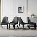 Chaises de salle à manger en similicuir, noir / marron foncé, lot de 4