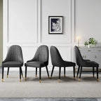 Chaises de salle à manger en similicuir, noir / marron foncé, lot de 4