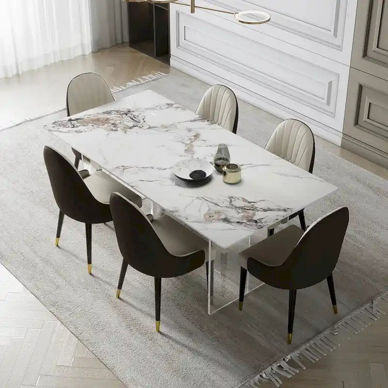 Chaises de salle à manger en similicuir, noir / marron foncé, lot de 4