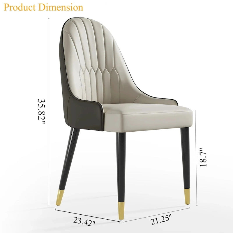 Chaises de salle à manger en similicuir, noir / marron foncé, lot de 4