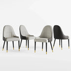 Chaises de salle à manger en similicuir, noir / marron foncé, lot de 4