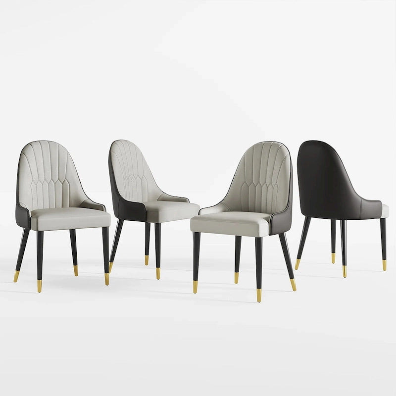 Chaises de salle à manger en similicuir, noir / marron foncé, lot de 4