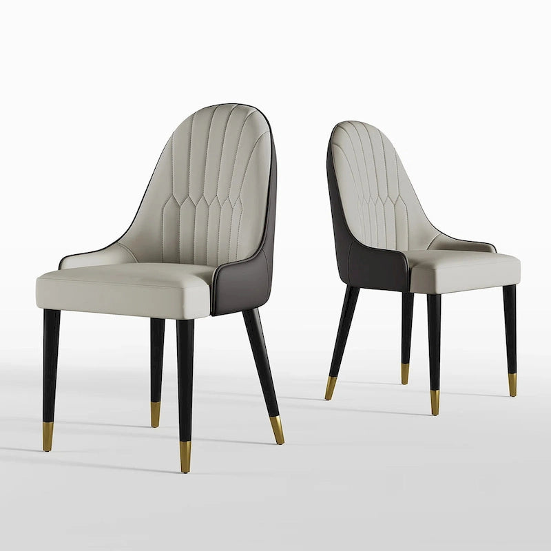 Chaises de salle à manger en similicuir, noir / marron foncé, lot de 4