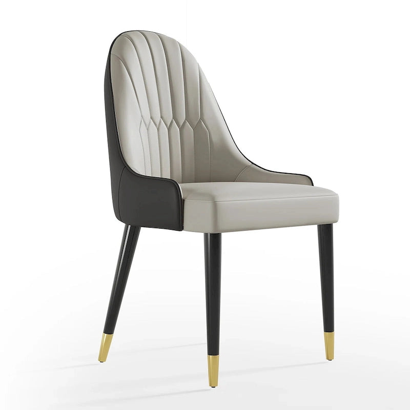 Chaises de salle à manger en similicuir, noir / marron foncé, lot de 4