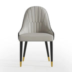 Chaises de salle à manger en similicuir, noir / marron foncé, lot de 4