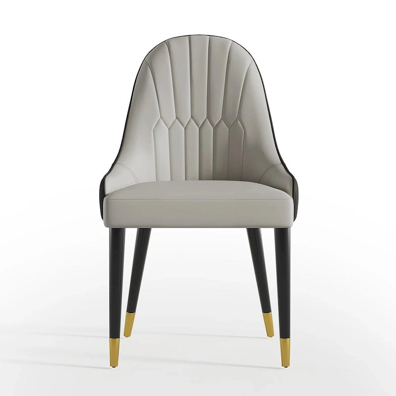 Chaises de salle à manger en similicuir, noir / marron foncé, lot de 4