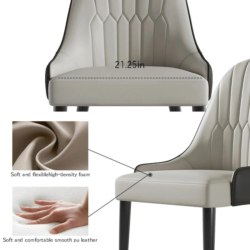 Chaises de salle à manger en similicuir, noir / marron foncé, lot de 4