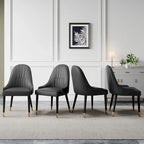 Chaises de salle à manger en similicuir, noir / marron foncé, lot de 4