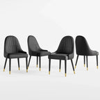 Chaises de salle à manger en similicuir, noir / marron foncé, lot de 4
