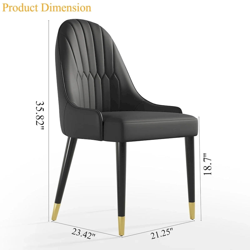 Chaises de salle à manger en similicuir, noir / marron foncé, lot de 4