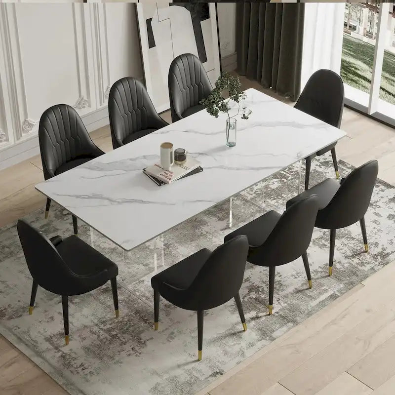 Chaises de salle à manger en similicuir, noir / marron foncé, lot de 4