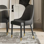 Chaises de salle à manger en similicuir, noir / marron foncé, lot de 4