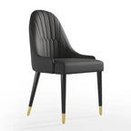 Chaises de salle à manger en similicuir, noir / marron foncé, lot de 4